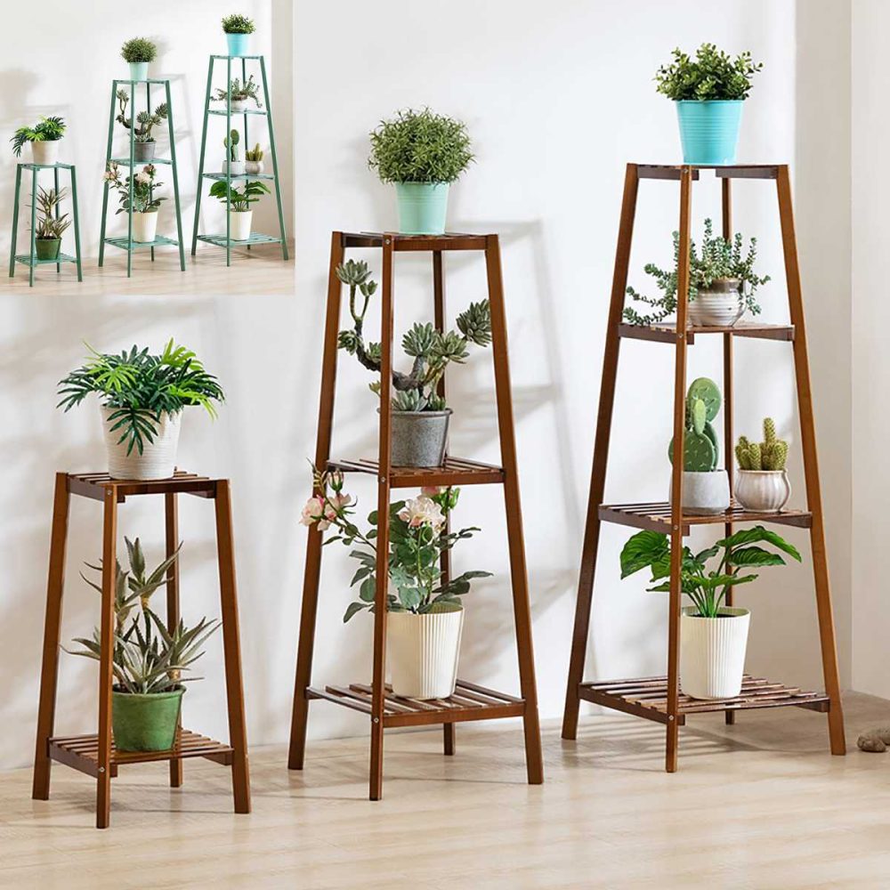 2 tier plant stand nordic style wooden balcony plant shelf