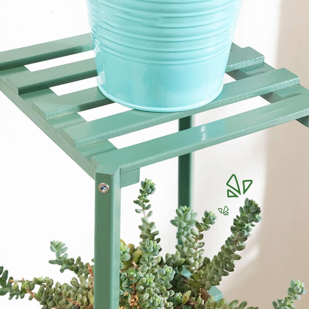 2 tier plant stand nordic style wooden balcony plant shelf 5