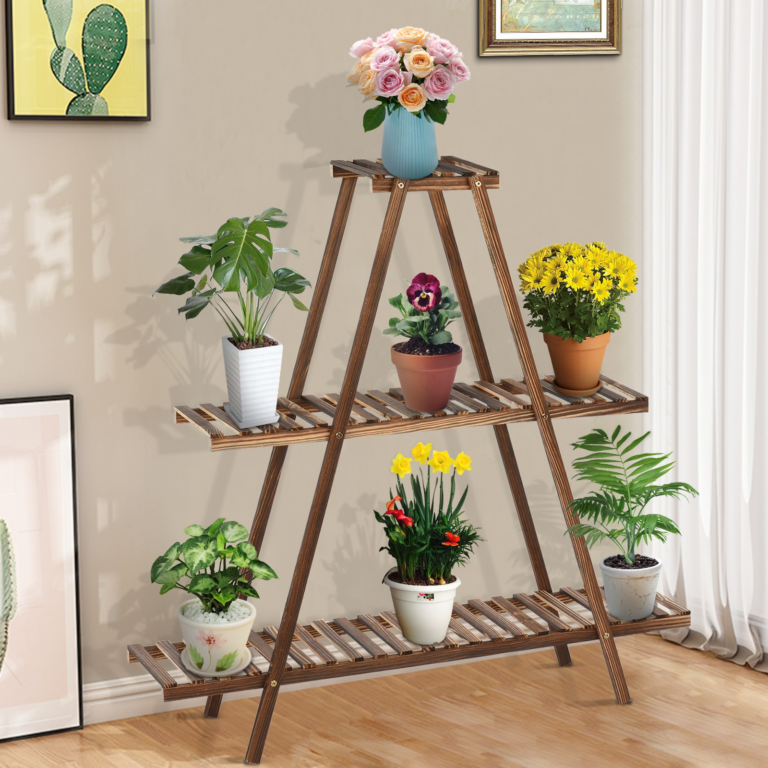 3 Tier Wood Plant Stand Outdoor Plant Shelves Rack Indoor Flower Pots Stand 1 1