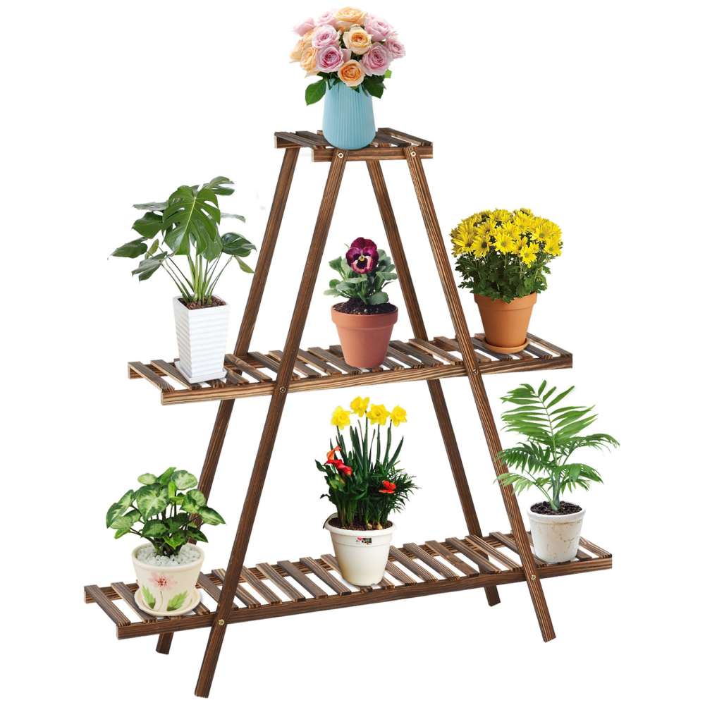 3 Tier Wood Plant Stand Outdoor Plant Shelves Rack Indoor Flower Pots Stand 7