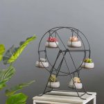 ferris plant pot stand wheel stand with 6 cement succulent plant pots