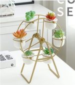 ferris plant pot stand wheel stand with 6 cement succulent plant pots 3