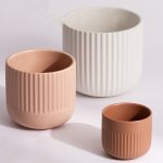 matte striped ceramic flower pots modern plant pot 3