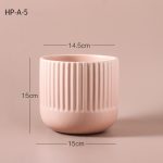 matte striped ceramic flower pots modern plant pot 9