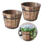 solid wood succulent plant pots carbonized wood flower box 6