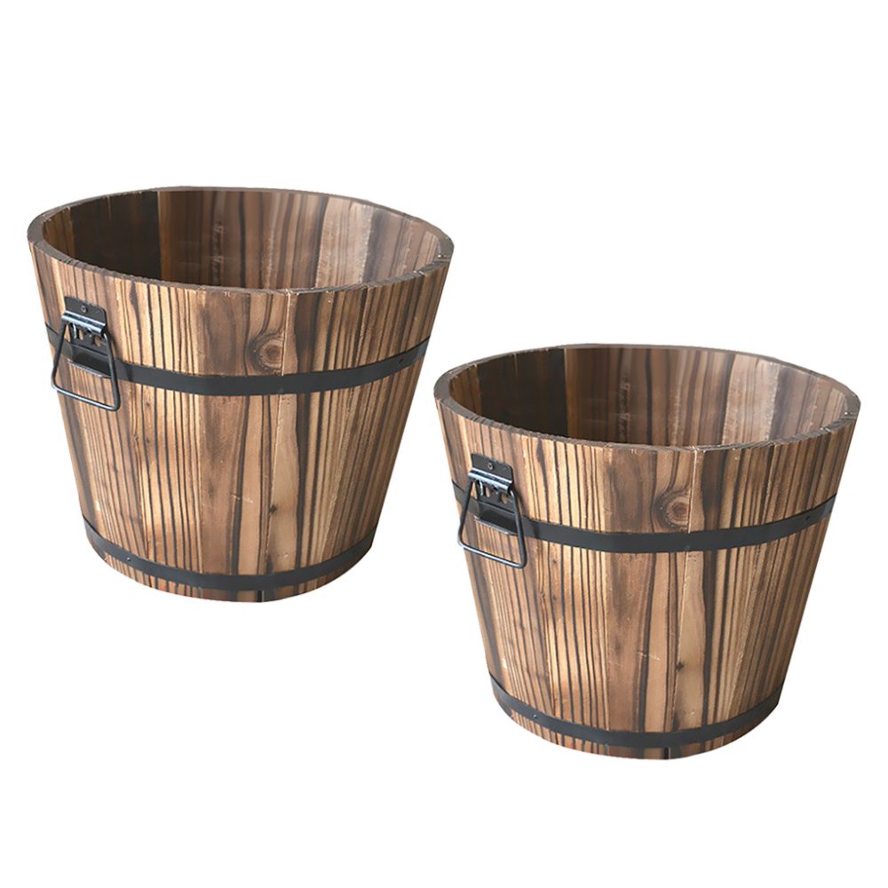 solid wood succulent plant pots carbonized wood flower box 7