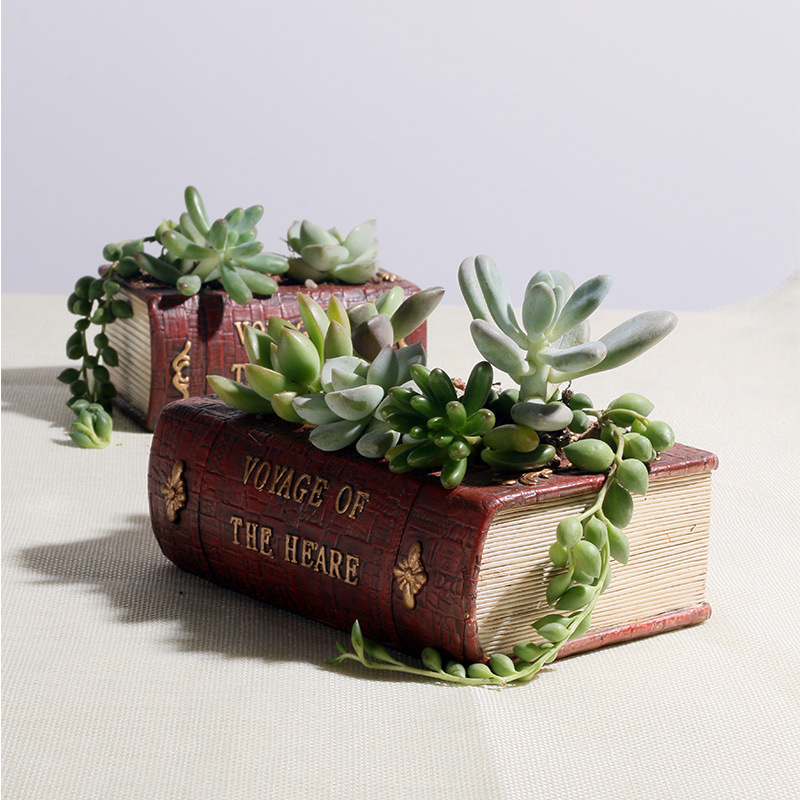 vintage literature book plant pot resin succulent plant pot 1